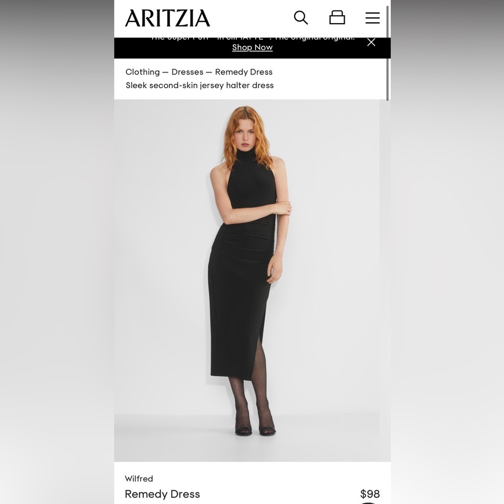 BRAND NEW WITH TAGS Aritzia Remedy Dress halter in black